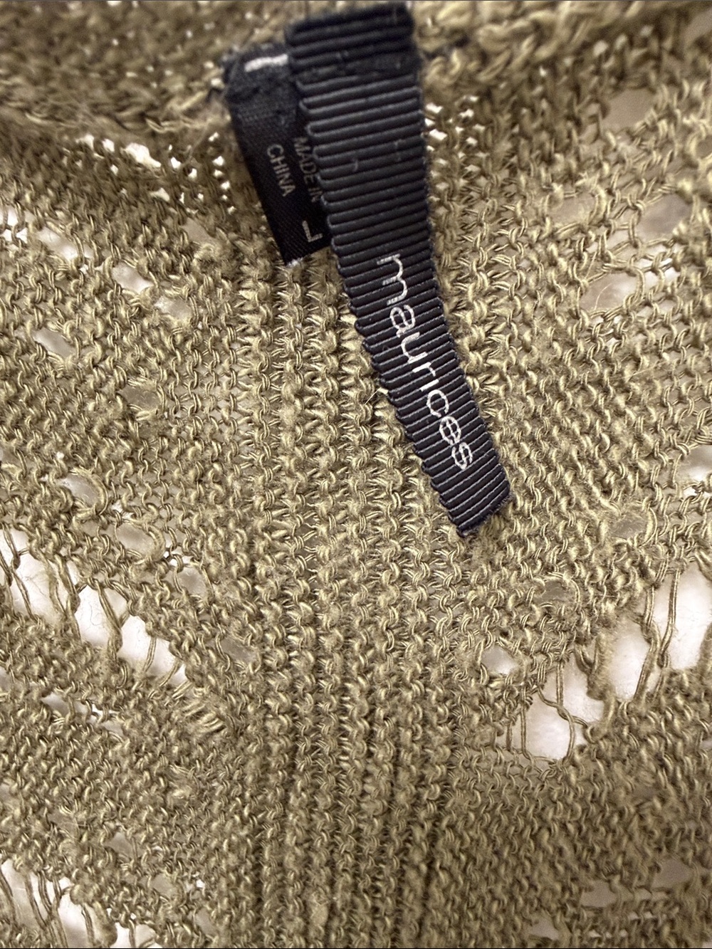 Maurice’s Open-Weave Olive Knit Acrylic Cardigan Sweater - Picture 3 of 4